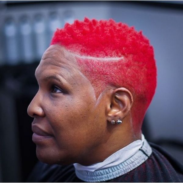 Intense Short Twa with Side Razor Design  Short Curly Hairstyle