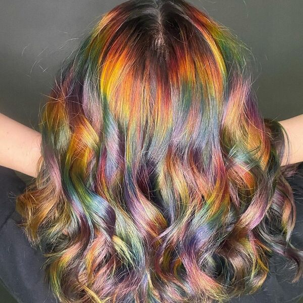 Holographic Hair - A woman wearing a black shirt