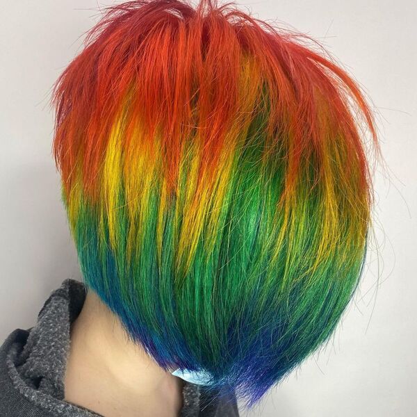 Long Side Part Pixie Cut Hair - A woman with facemask wearing a gray jacket