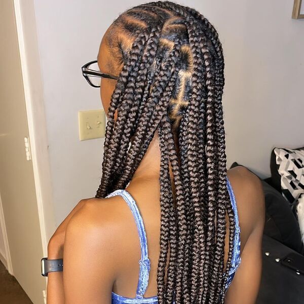 Med Knotless with African Braid Hairstyles