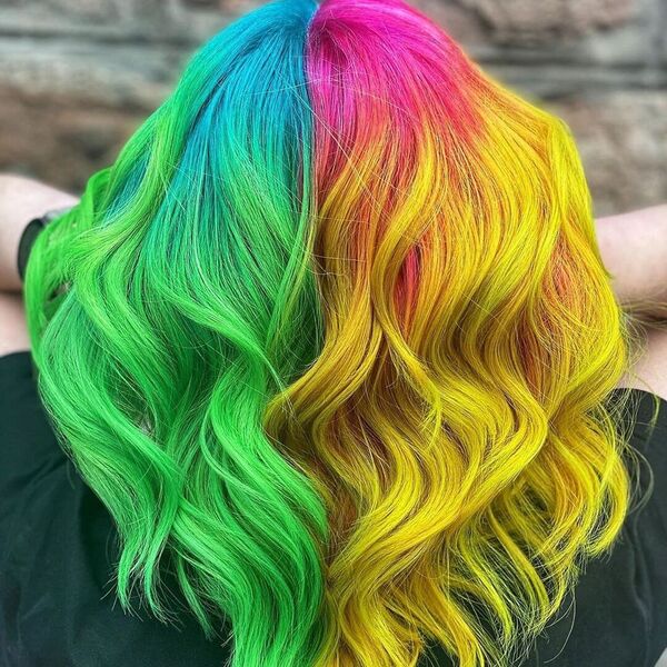 Shoulder Length and Split Hair - A woman wearing a dark green shirt